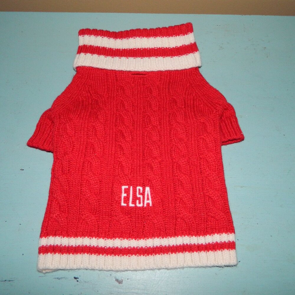 Mark & Graham Cable Knit Dog Sweater Size M "ELSA" (N-20)